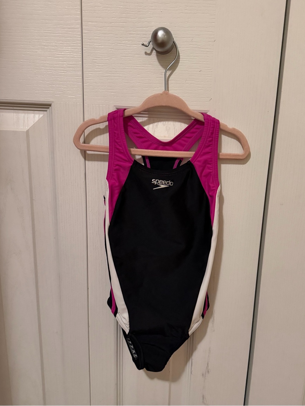 Speedo Black, Pink & White Girls' One-Piece Swimsuit